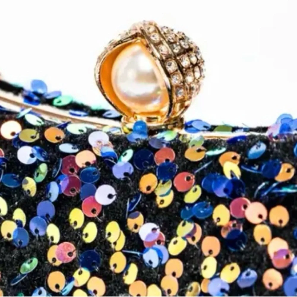 Multicolor Sequin Clutch with Gold Chain NWT - Picture 3 of 4